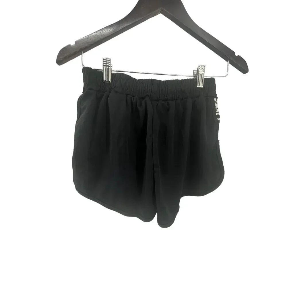 C-Mode Girls Black Love Graphic Athletic Pull-On Shorts Youth Size Medium